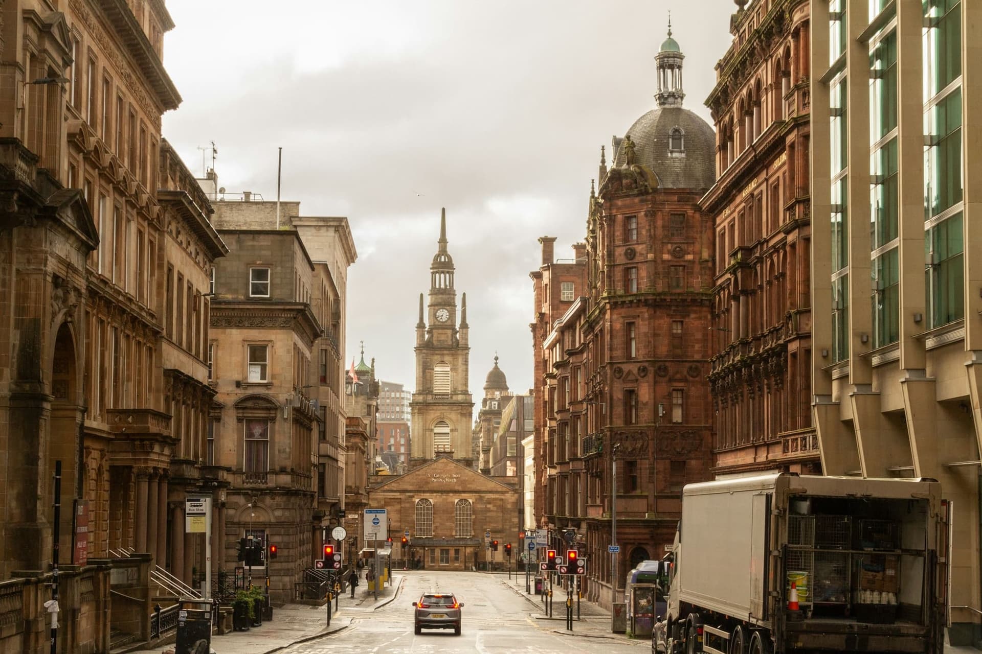 A sandstone street in Glasgow city centre